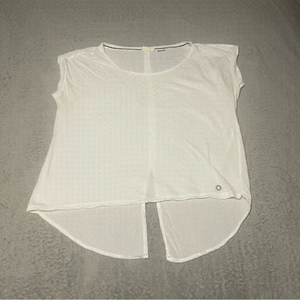 NUMPH white semi sheer split back tee size medium loose fit